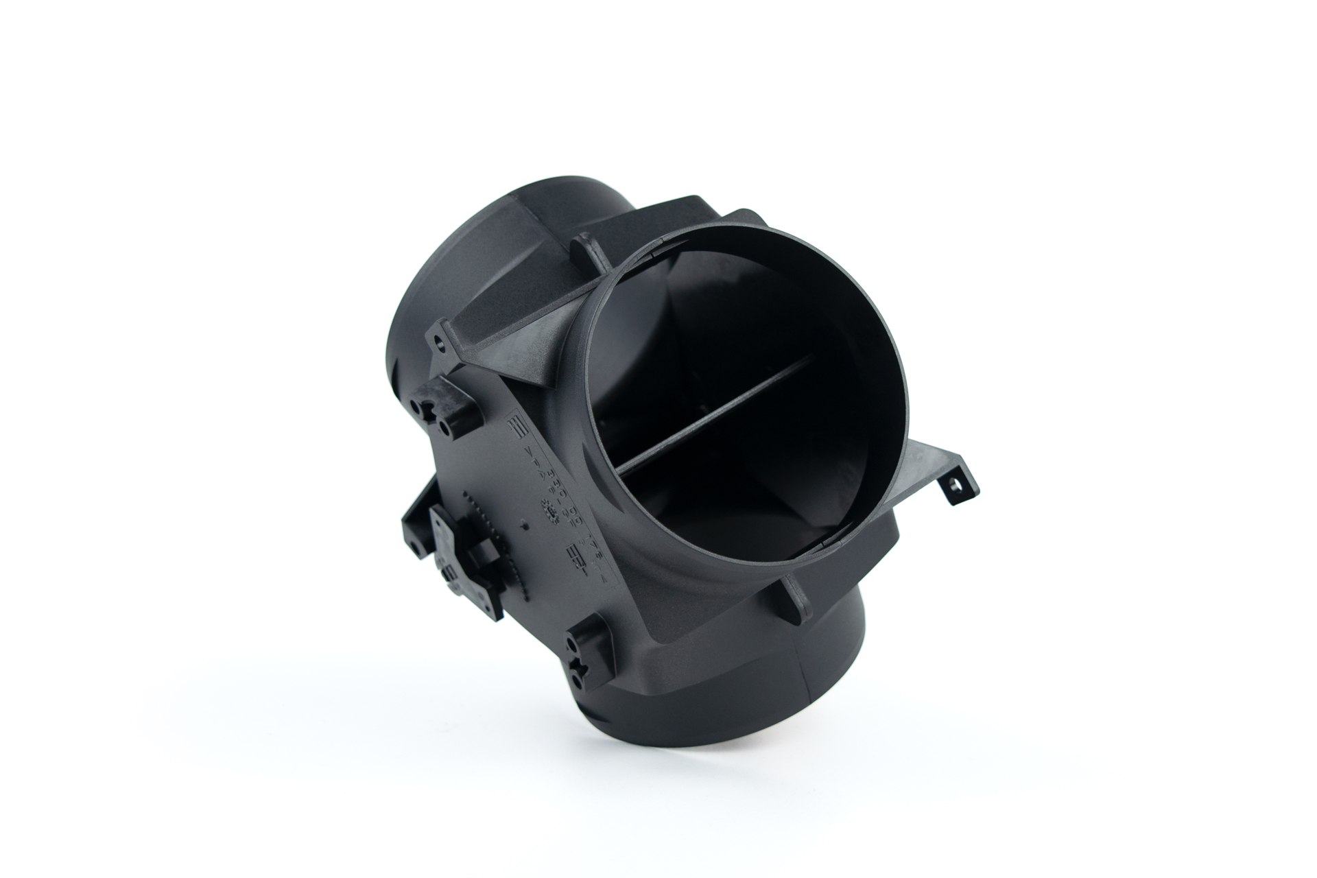 Y-shape adapter with a control valve — Ø 90 mm / 120° / Color: Black