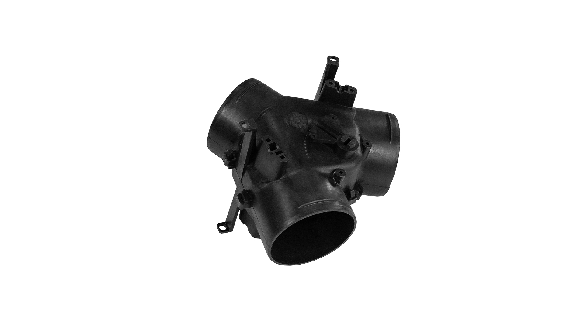 Y-shape adapter with a control valve — Ø 60 mm / 120° / Color: Black