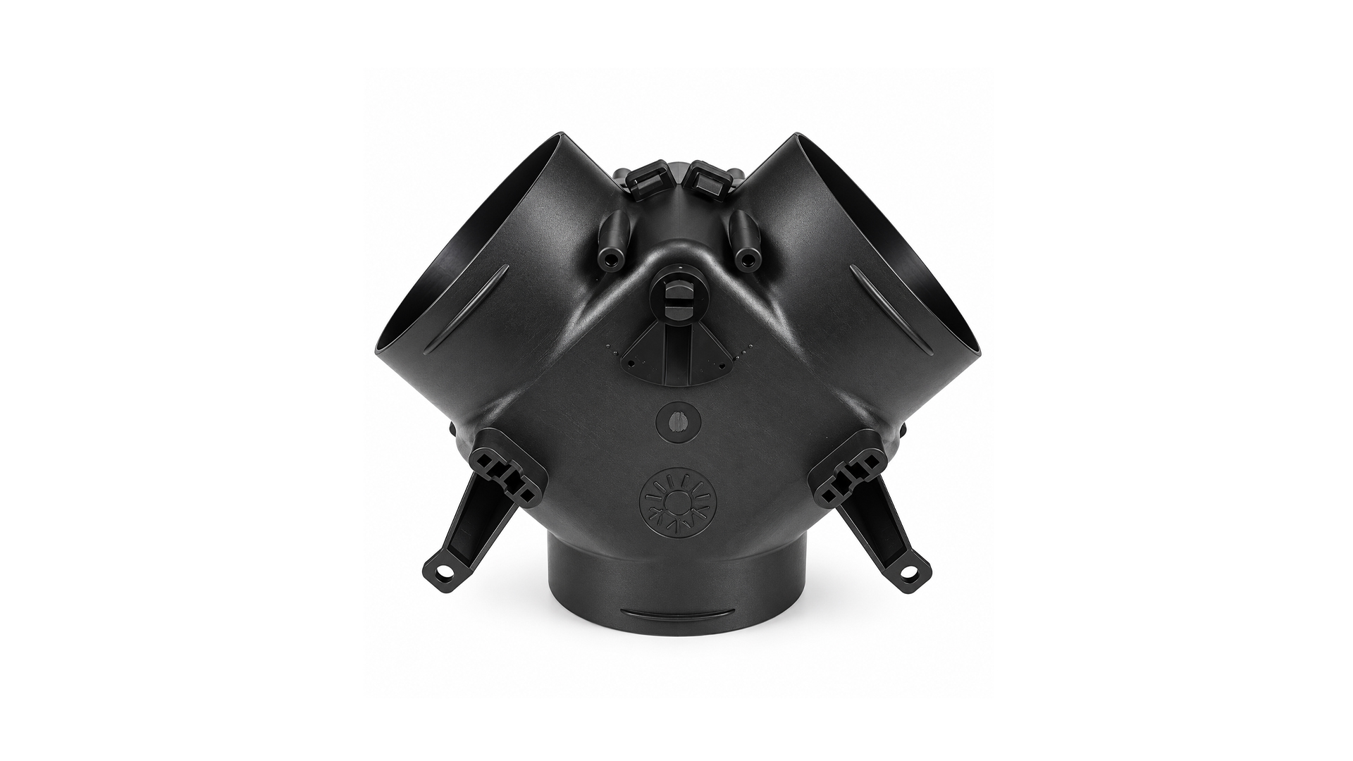 Y-shape adapter with a control valve — Ø 90 mm / 90° / Color: Black